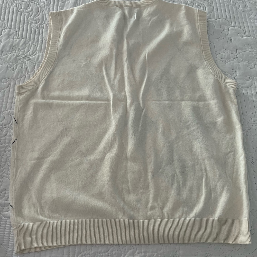 Argyle Sweater Vest in Cream and Black Champions Tour Size L 💯 Cotton - Picture 5 of 5